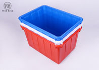 W140織物のプラスチック大箱箱、青/赤い産業積み重ねの大きいプラスチックたらいの