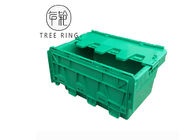 蝶番を付けられるふた付けられたふたの容器500 x 330 x 236mmが付いているリサイクルされた緑のプラスチック収納箱