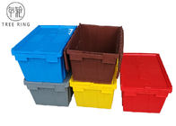 付けられたふたが付いている多彩な折りたたみプラスチック木枠、積み重ね可能なプラスチック収納用の箱600 X 400 X 320のMm